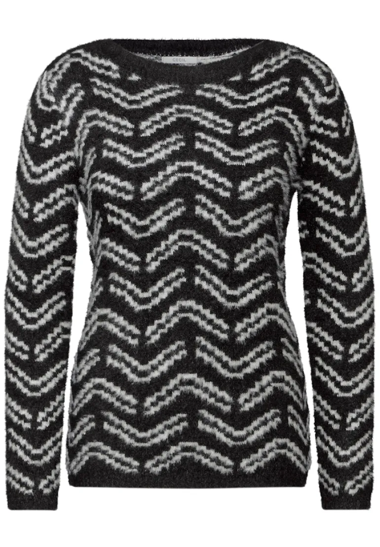Kuscheliger Jaquard Pullover black