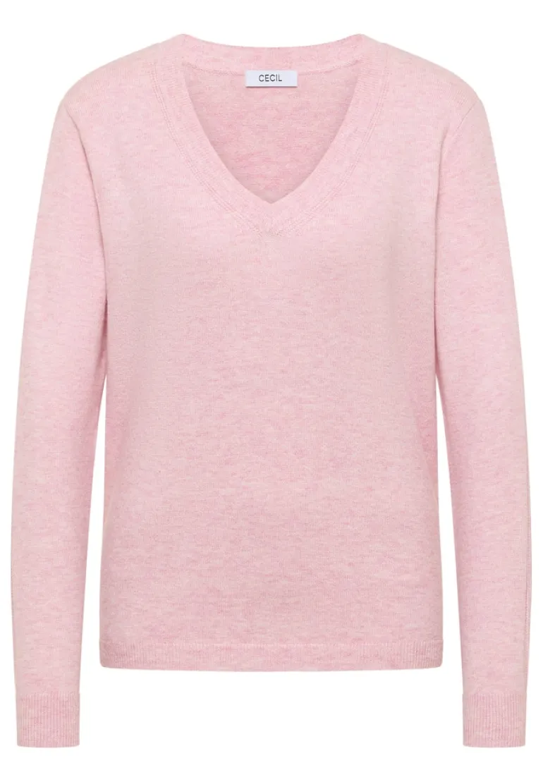Kuscheliger V-Neck Pullover blossom glow melange