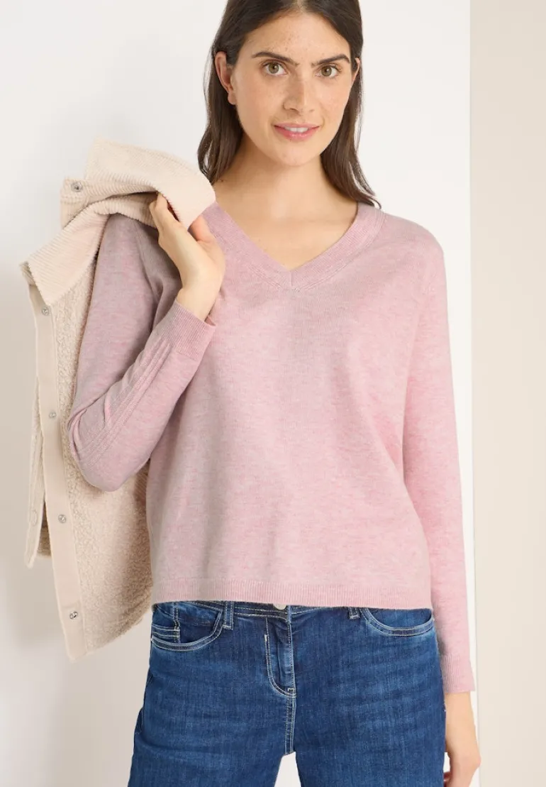 Kuscheliger V-Neck Pullover blossom glow melange