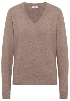 Kuscheliger V-Neck Pullover chocolate mousse melange