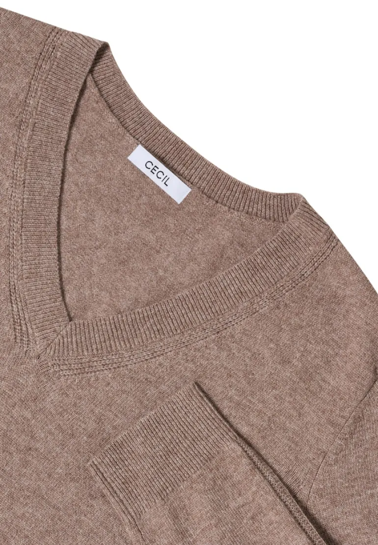 Kuscheliger V-Neck Pullover chocolate mousse melange