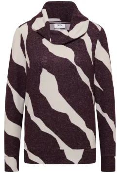 Kuscheliges Shirt mit Muster eggplant red melange