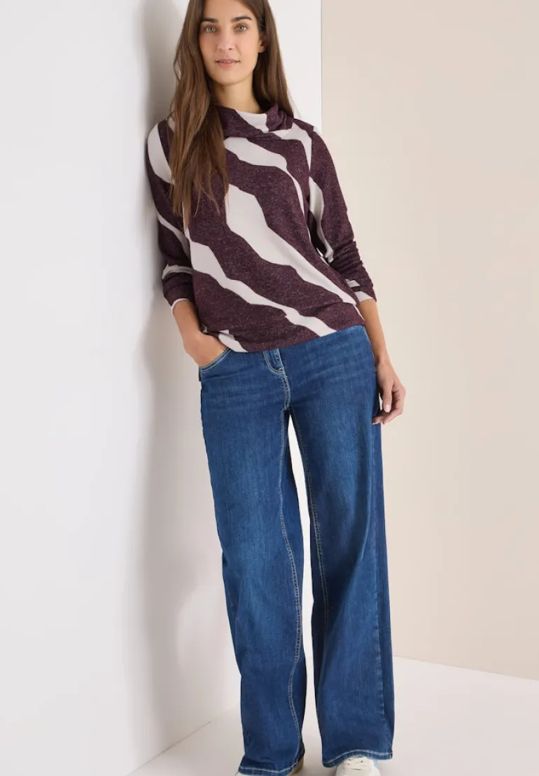 Kuscheliges Shirt mit Muster eggplant red melange