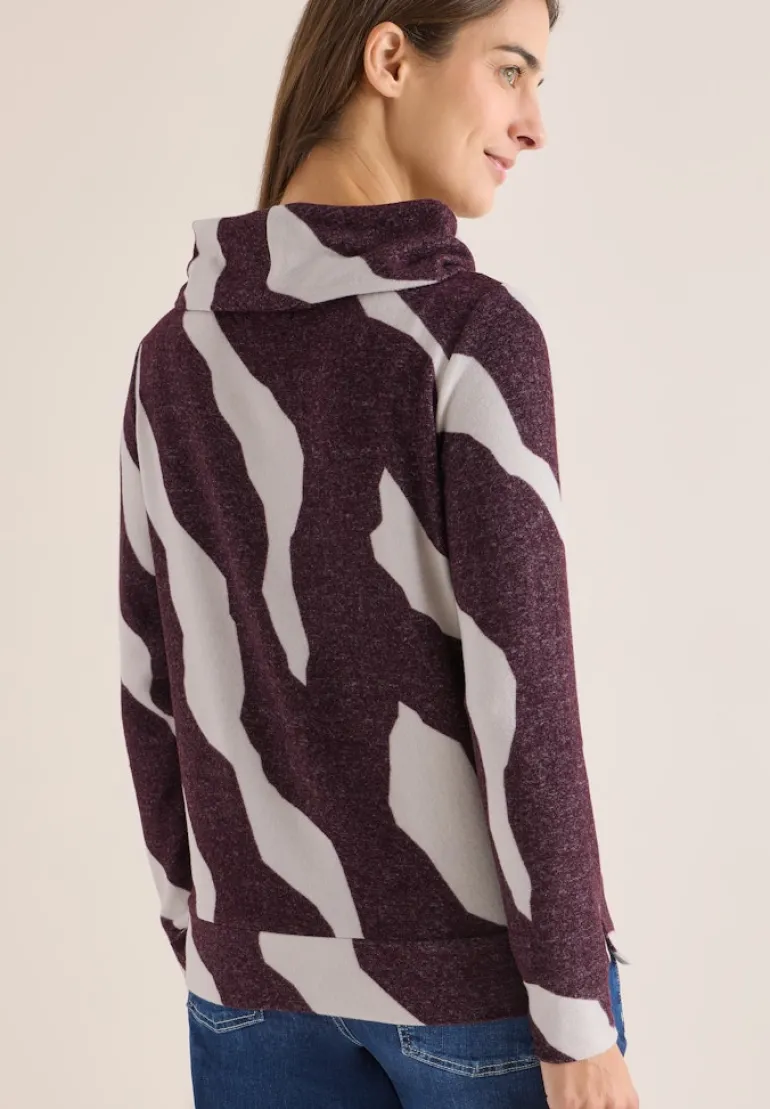 Kuscheliges Shirt mit Muster eggplant red melange