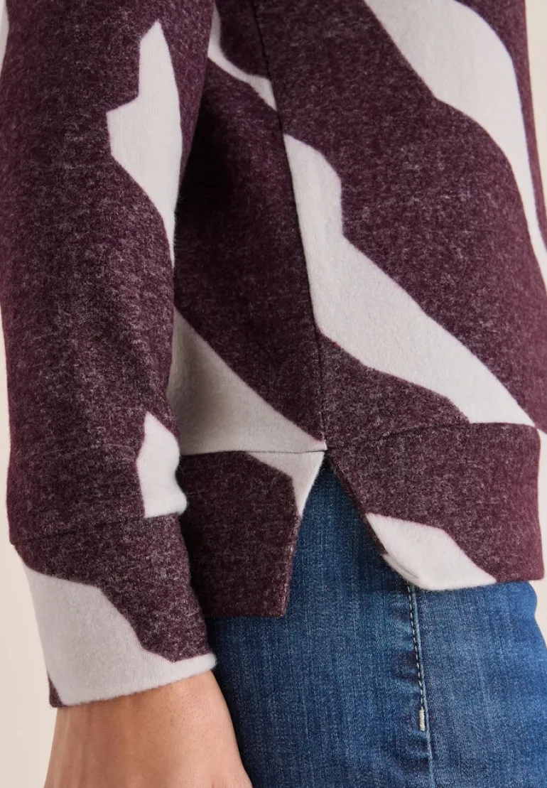 Kuscheliges Shirt mit Muster eggplant red melange