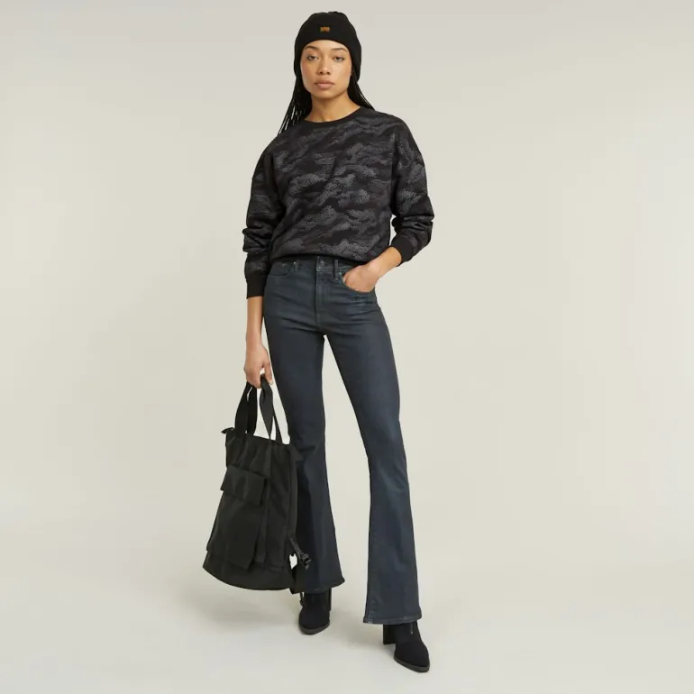 Lace aop loose r sw wmn dk black lace wave