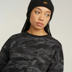Lace aop loose r sw wmn dk black lace wave