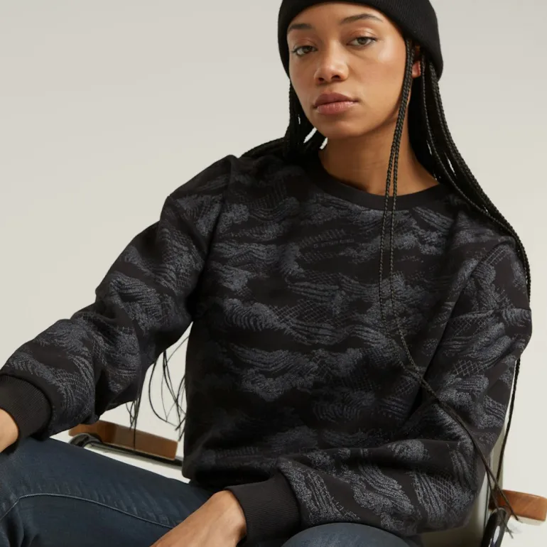 Lace aop loose r sw wmn dk black lace wave