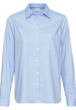 Langarm Bluse aus reiner Baumwolle light blue