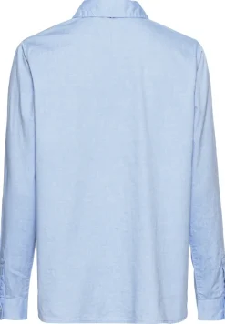 Langarm Bluse aus reiner Baumwolle light blue