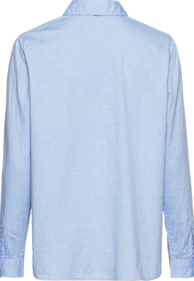Langarm Bluse aus reiner Baumwolle light blue