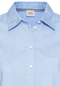Langarm Bluse aus reiner Baumwolle light blue