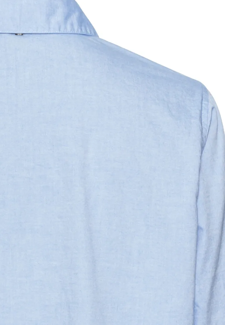 Langarm Bluse aus reiner Baumwolle light blue