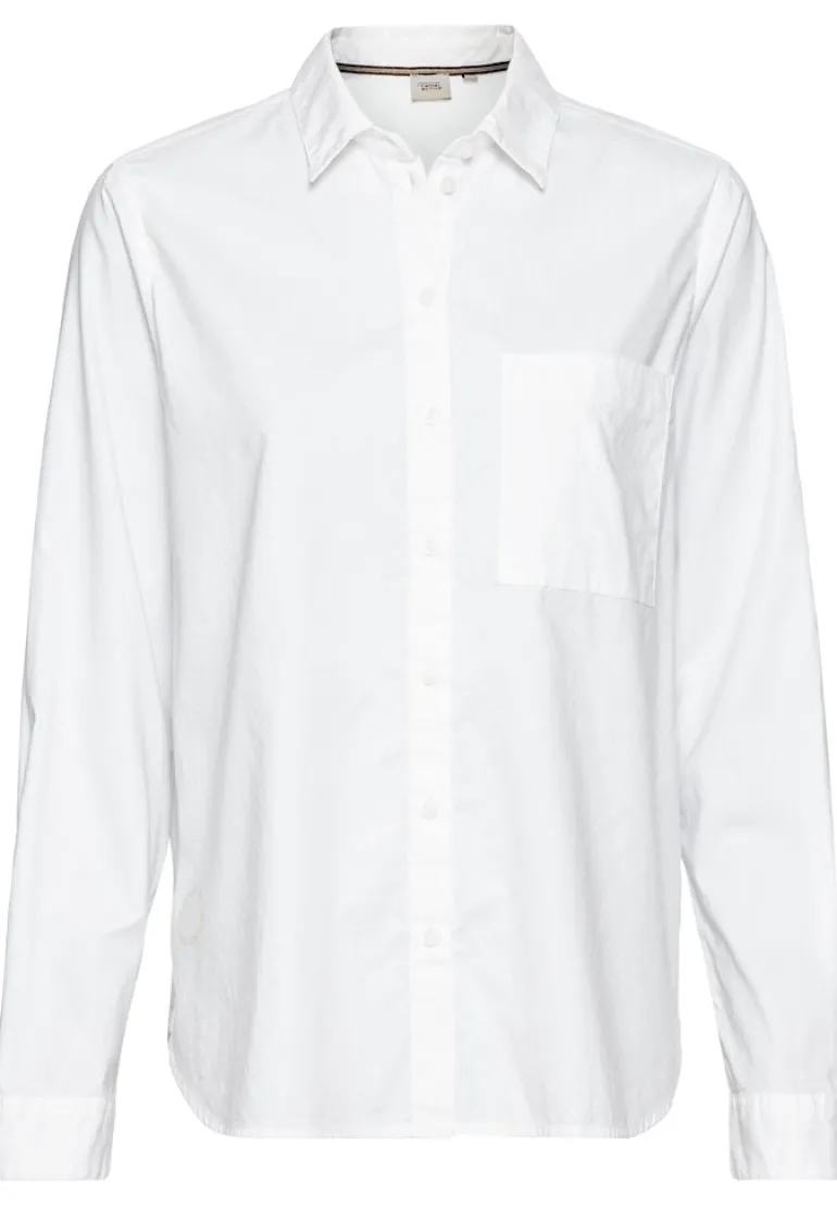 Langarm Bluse aus reiner Baumwolle milk white