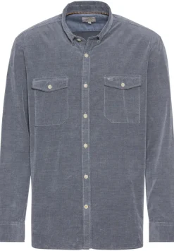 Langarm Hemd in Regular Fit aus Cord denim blue
