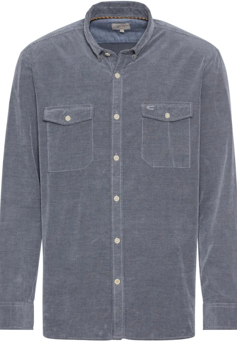 Langarm Hemd in Regular Fit aus Cord denim blue
