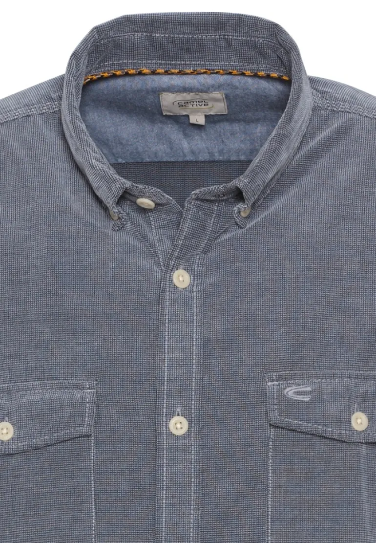 Langarm Hemd in Regular Fit aus Cord denim blue