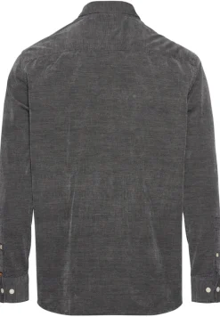 Langarm Hemd in Regular Fit aus Cord asphalt