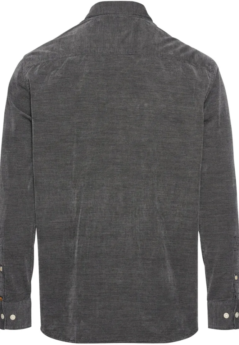 Langarm Hemd in Regular Fit aus Cord asphalt