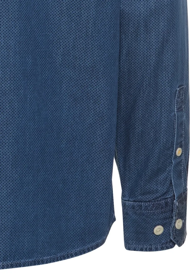 Langarm Hemd mit Allover-Print dark navy