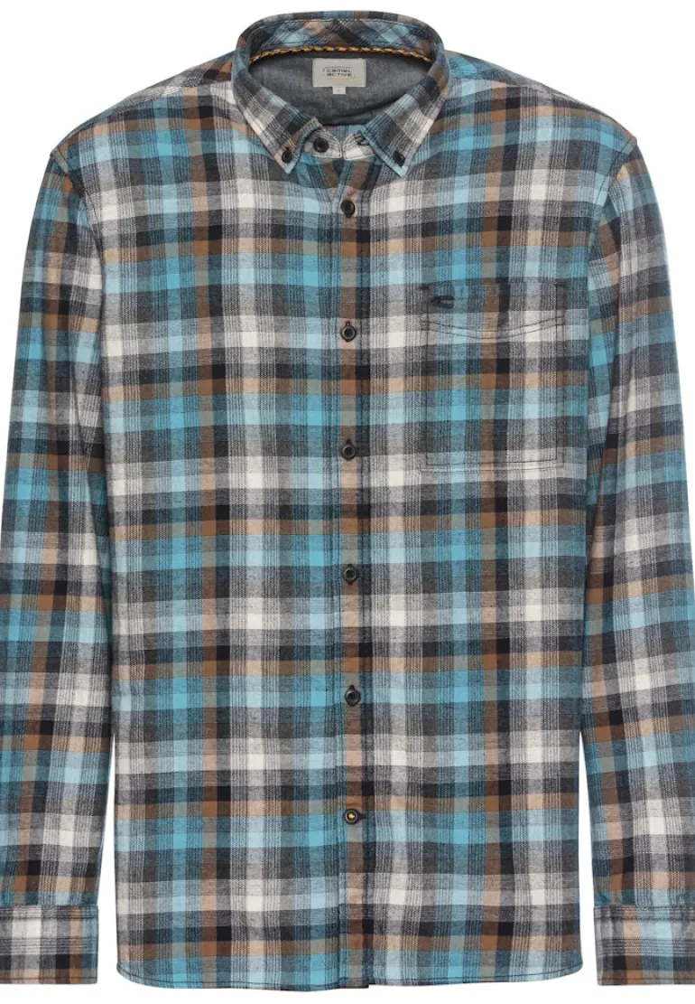 Langarmhemd mit Karomuster steel blue