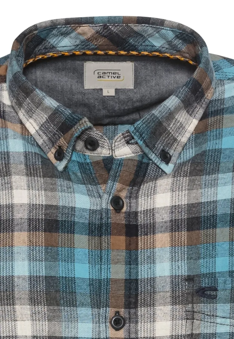 Langarmhemd mit Karomuster steel blue