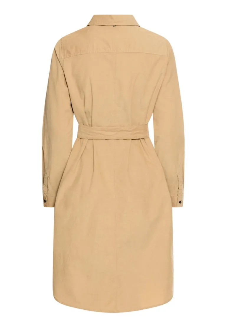 Langarmkleid mit Taillengürtel caramel