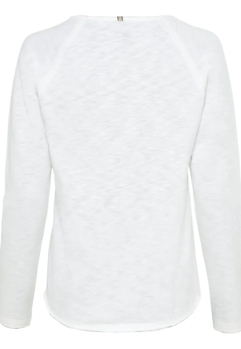 Langarmshirt aus reiner Baumwolle offwhite