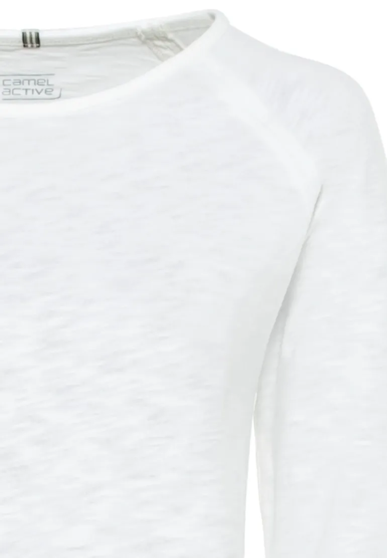 Langarmshirt aus reiner Baumwolle offwhite