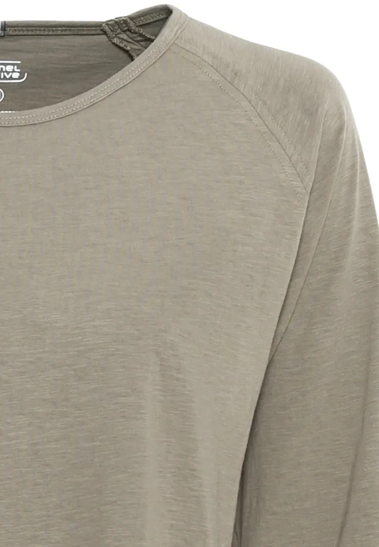 Langarmshirt aus reiner Baumwolle light khaki