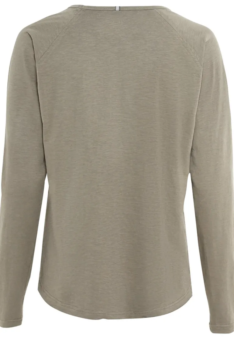 Langarmshirt aus reiner Baumwolle light khaki