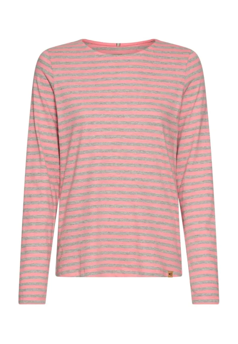 Langarmshirt aus reiner Baumwolle grey melange stripes