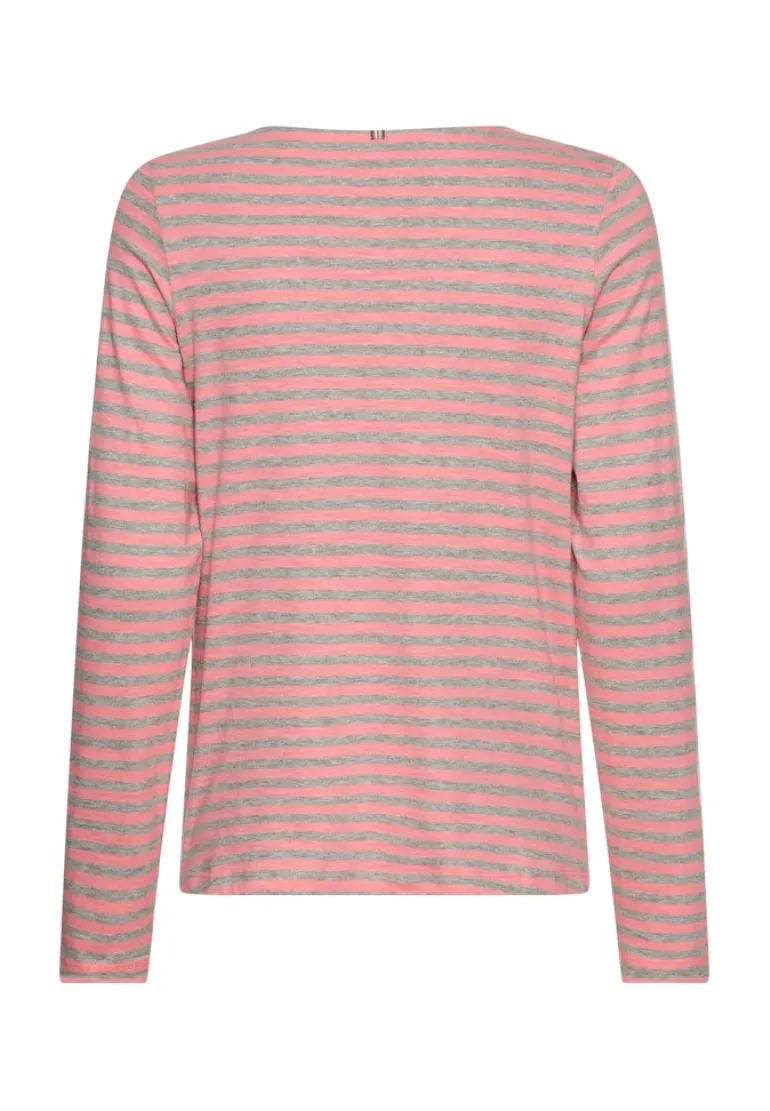 Langarmshirt aus reiner Baumwolle grey melange stripes