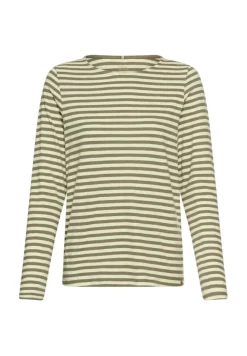Langarmshirt aus reiner Baumwolle shadow khaki stripes