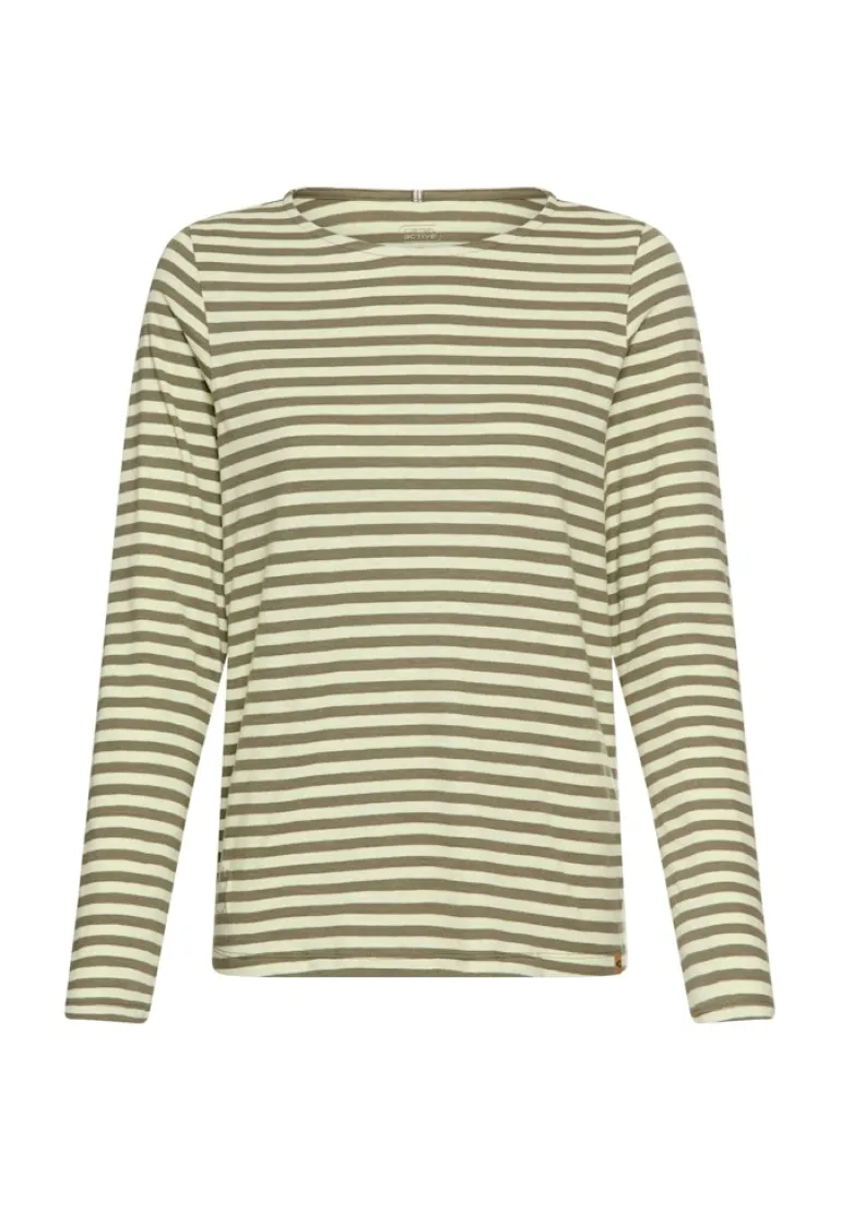 Langarmshirt aus reiner Baumwolle shadow khaki stripes