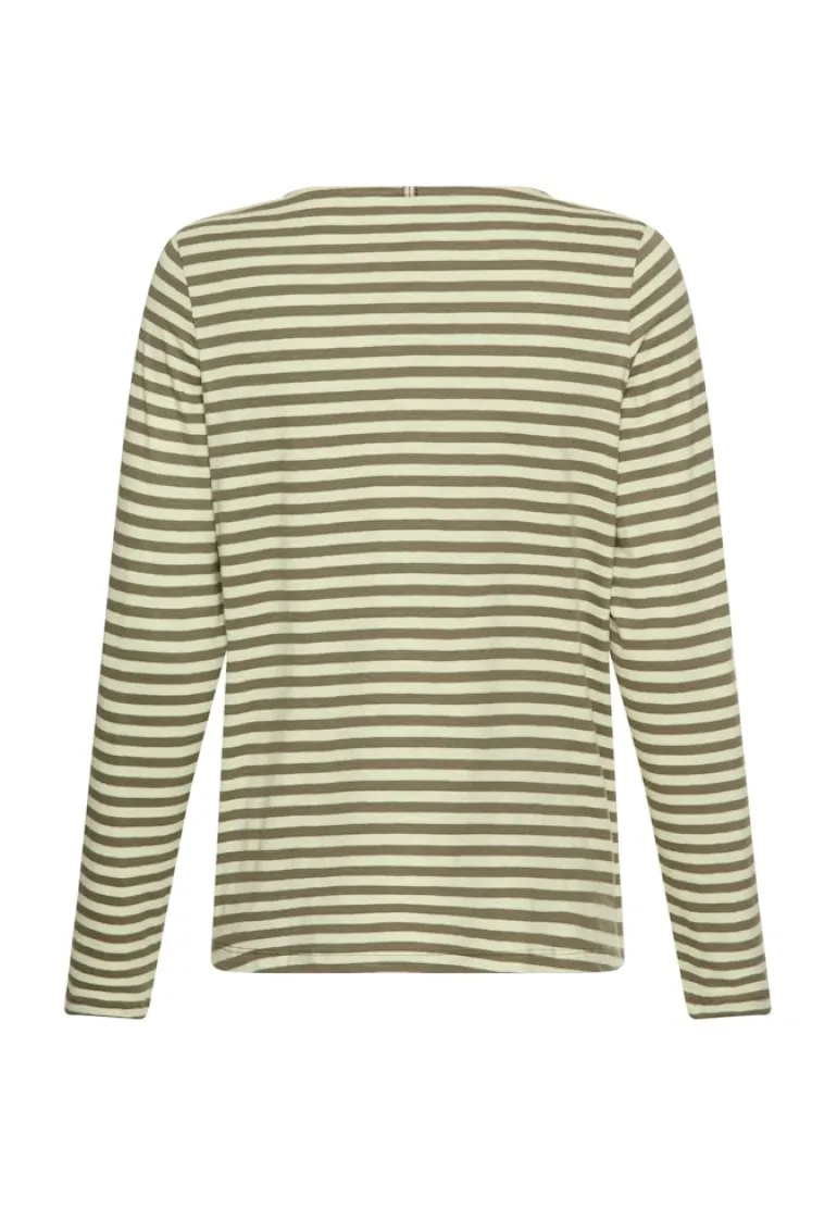 Langarmshirt aus reiner Baumwolle shadow khaki stripes