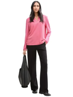 Langarmshirt im Material-Mix bright rose