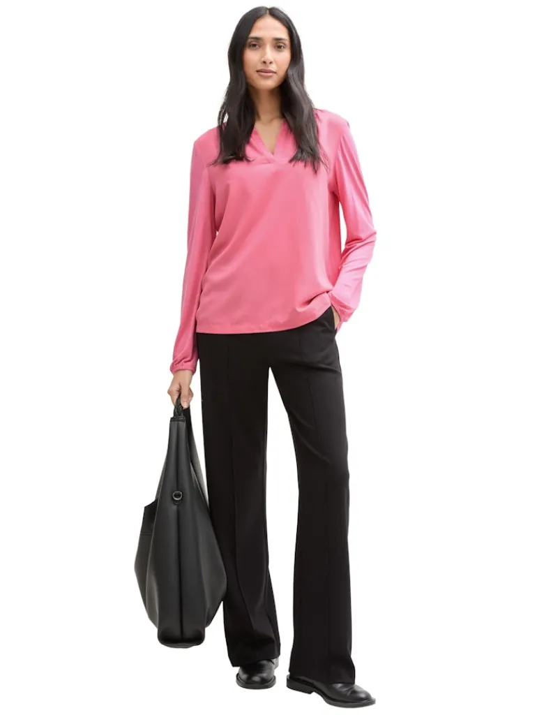 Langarmshirt im Material-Mix bright rose