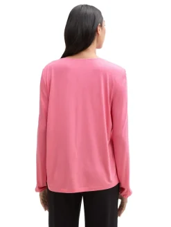 Langarmshirt im Material-Mix bright rose