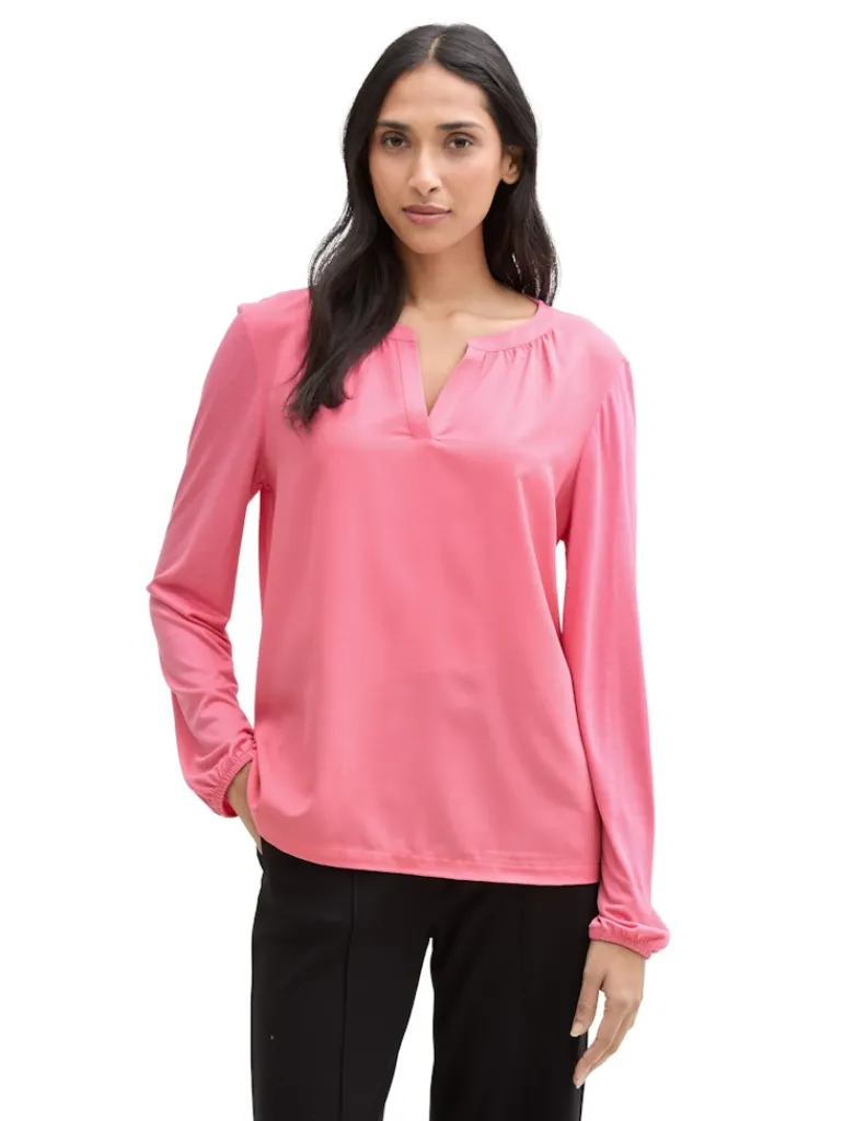 Langarmshirt im Material-Mix bright rose