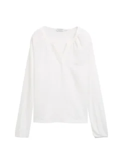 Langarmshirt im Material-Mix whisper white