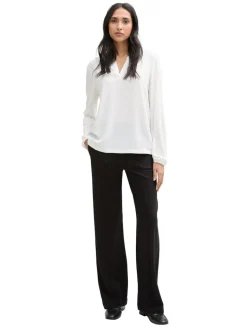 Langarmshirt im Material-Mix whisper white