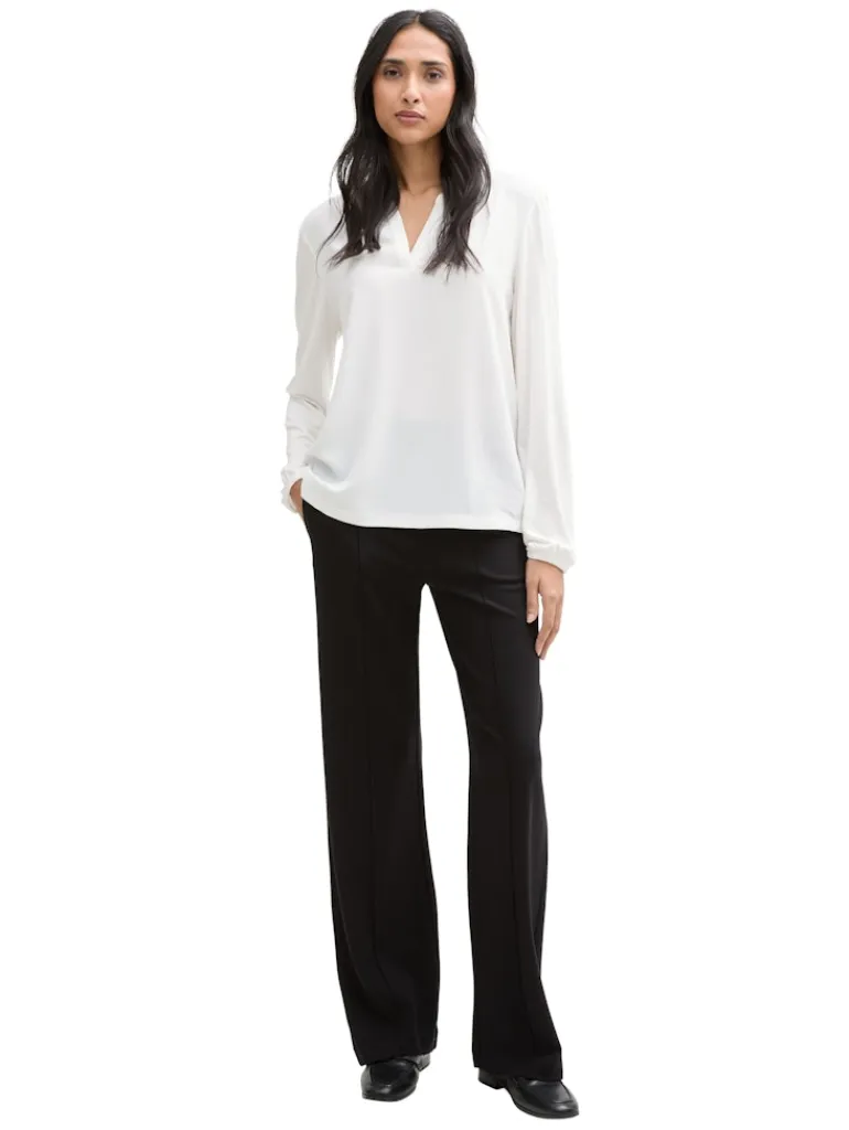 Langarmshirt im Material-Mix whisper white