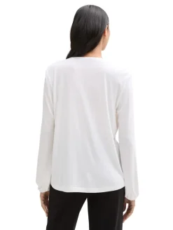 Langarmshirt im Material-Mix whisper white