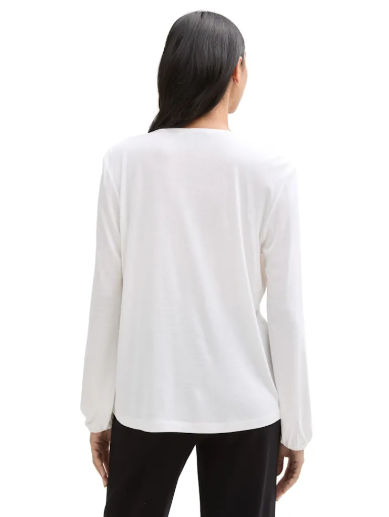 Langarmshirt im Material-Mix whisper white