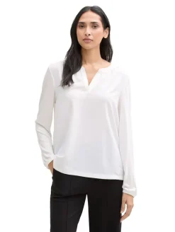 Langarmshirt im Material-Mix whisper white