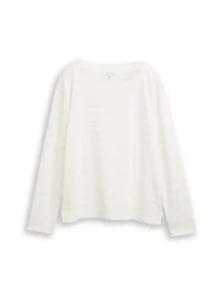 Langarmshirt mit Glitzer-Streifenmuster white stripe with lurex