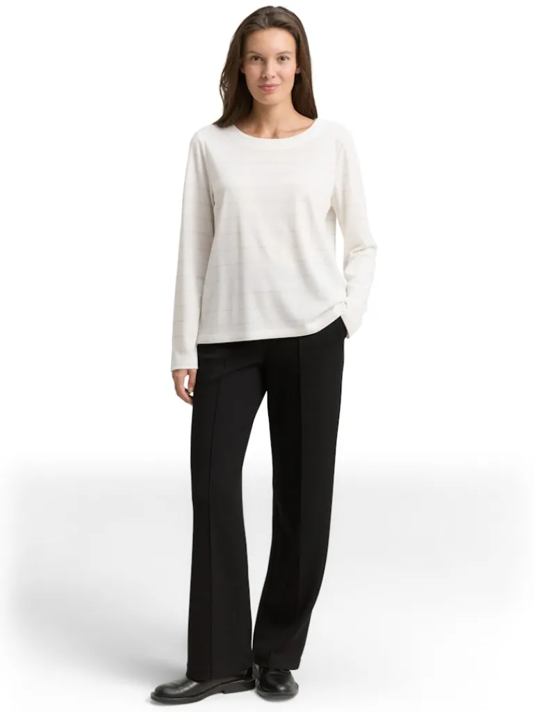 Langarmshirt mit Glitzer-Streifenmuster white stripe with lurex