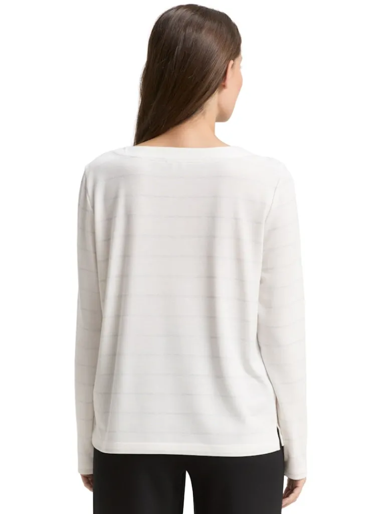 Langarmshirt mit Glitzer-Streifenmuster white stripe with lurex