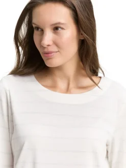 Langarmshirt mit Glitzer-Streifenmuster white stripe with lurex